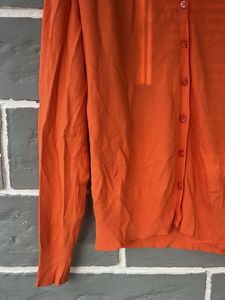 Orange V-Neck Cardigan Sweater