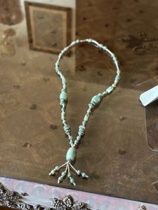 Green Beaded Tassel Necklace