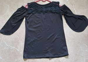 Elegant Black Cold Shoulder Top
