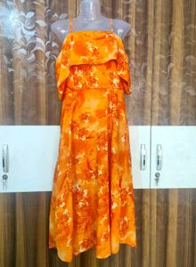 Orange Floral Dress