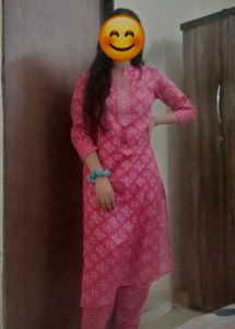 Pink Printed Kurta Set