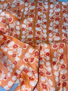 Long Floral Orange Kurta