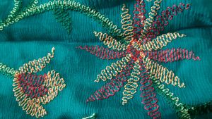 Teal-Green elegant embroidered saree