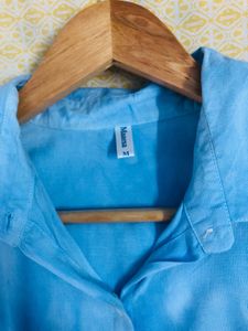 Blue Tie-Dye Button-Up Top