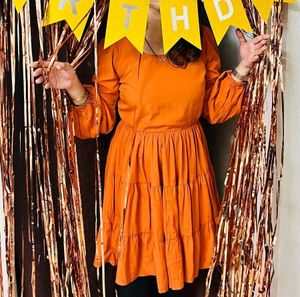 Orange Frill Summer Dress