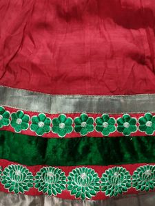 Red &amp; Green Anarkali Dress