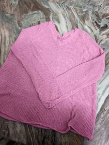 Summer Pink Knit V-Neck Top