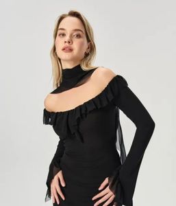 Lettuce Trim Bodycon Dress With A Neck Scarf