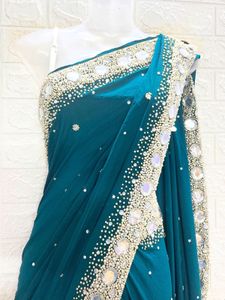 Green Motis And Stones Work Like New Saree