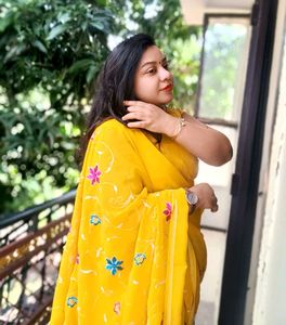 Elegant Yellow Floral Saree