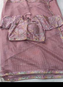 Elegant Pink Saree & Blouse Set