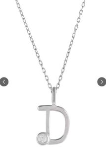 Chain+ Pendant (925 Silver)( &#34;D&#34; Alphabet Charm)