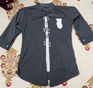 Stylish Gray 3/4 Sleeve Top