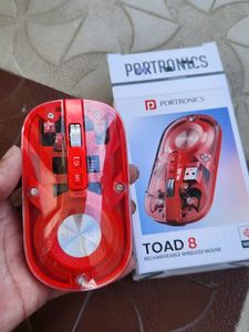 Portronics Toad 8 Transparent Wireless Mouse (Red)