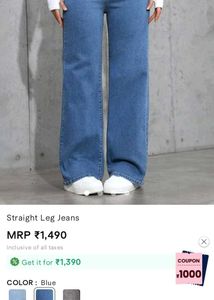 Straight Leg Blue Jeans
