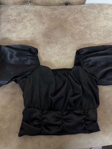 Black Off-Shoulder Crop Top