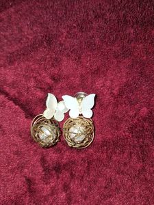 Butterfly Pearl Drop Earrings