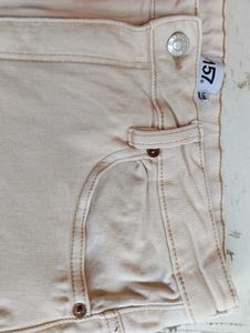 Beige Straight-Fit Denim Pants