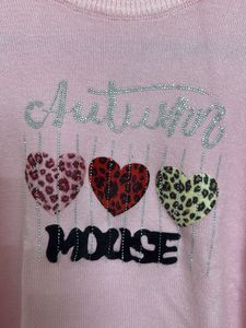 Girls Pink Autumn Moose Sweater