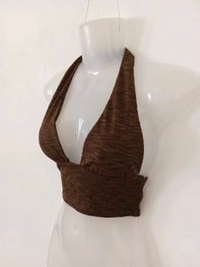 Brown Halter Crop Top