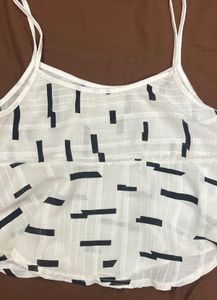 White &amp; Black Crop Top