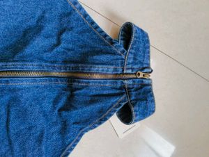 Blue Denim Halter Top with Zipper  By Freakins