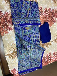 Khadi Silk Printed Saree With Blouse