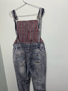 Blue Flared And Rugged Dungaree