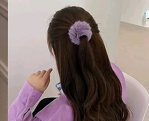 Sponge Women&#39;s Hair Rubber Band Ponytail Holder Fluffy Faux Rope Furry