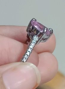 Real 925 Silver Pink &amp; Yellow Heart Ring