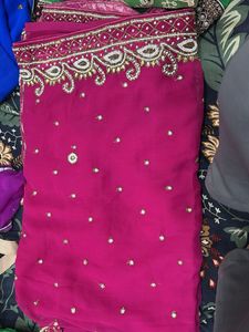 Beautiful Heavy Work Saree With Stitched Blouse