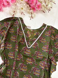 Boho Elephant Breeze Cotton Short Kurta