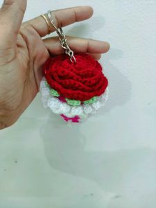 Crochet Rose Mini Bouquet Keychain