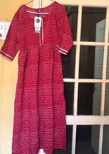 Red Bandhani Print Dress