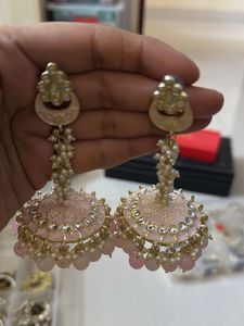 Pink Jhumka Earrings