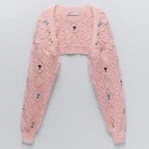 Floral Embroidered Knit Cardigan