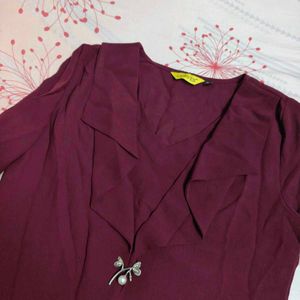 Burgundy Ruffled Top