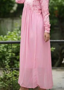 Pink Floral Long Sleeve Maxi Dress