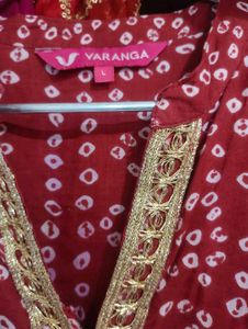 Branded Bandhni  Red Printed Kurta Set