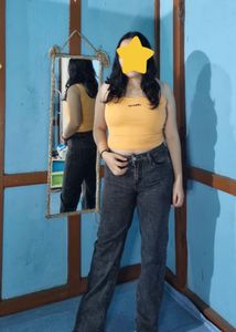 Casual Streetwear Set – Mustard Crop Tank Top & Ch