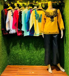 Cute Embroidery Short Kurtis