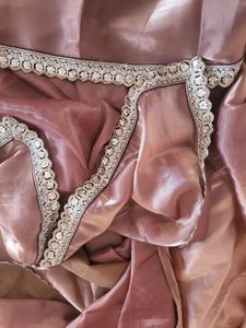Customised Glossy Organza Saree Copper Colored