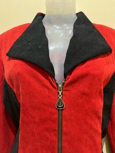 Vintage Red &amp; Black Suede Jacket