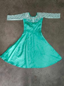 Elegant Green Anarkali Style Long Gown