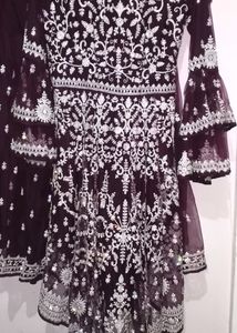 Pakistani Sharara Set..Maroon Colour net Embroider