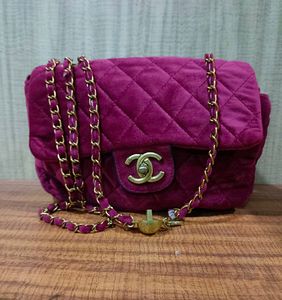 Chanel sling bag with velvet material