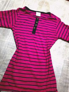 Pink Striped Button-Up Top