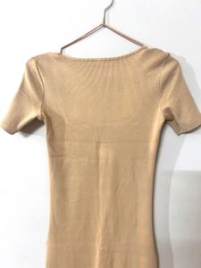 Zara Beige Bodycon Midi Dress