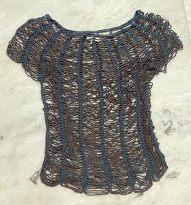 Blue &amp; brown Embellished Top