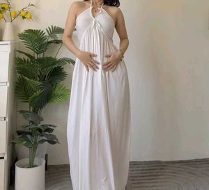 White Halter Maxi Dress